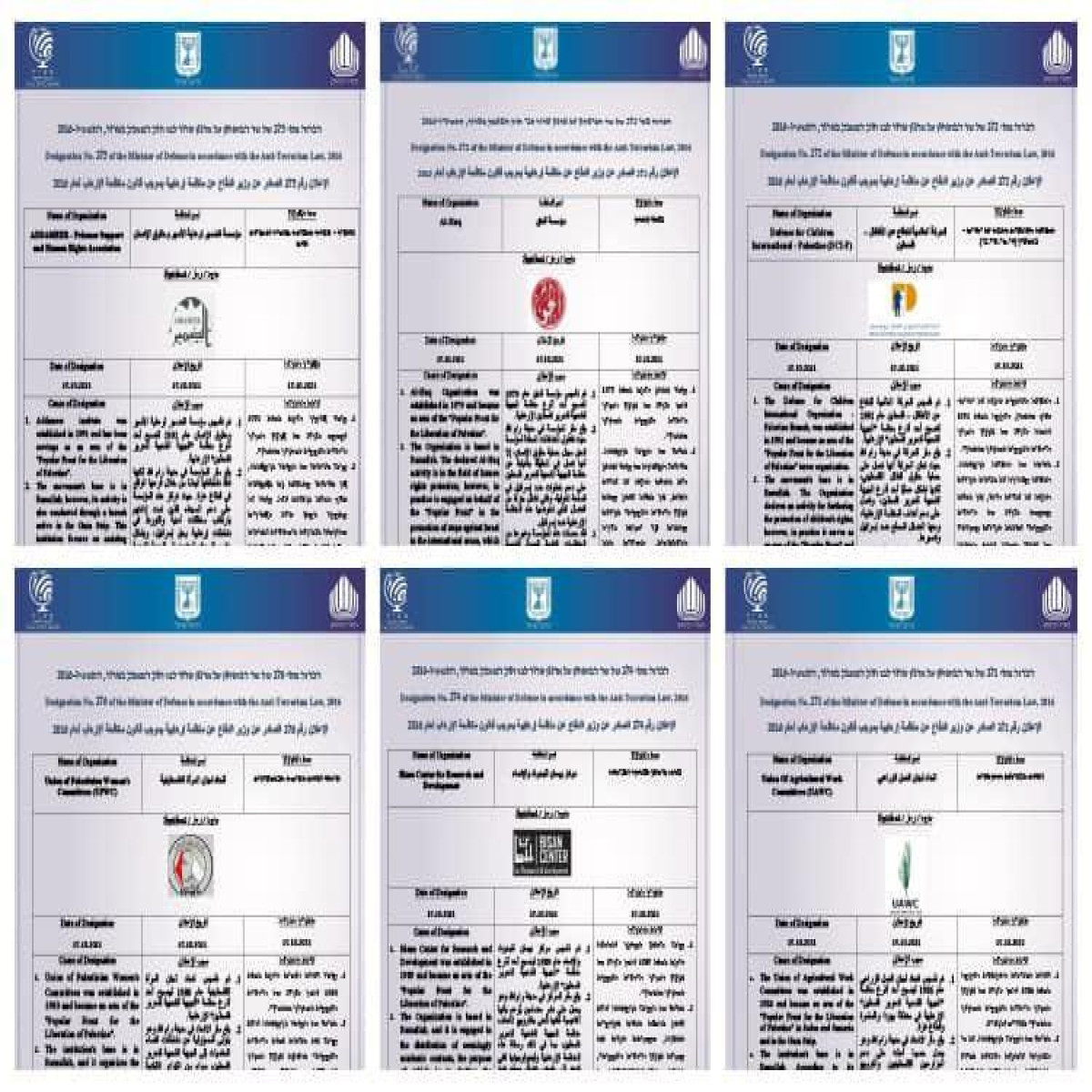 Civil society organizations condemn the decision to classify 6 Palestinian NGOs as terrorist!