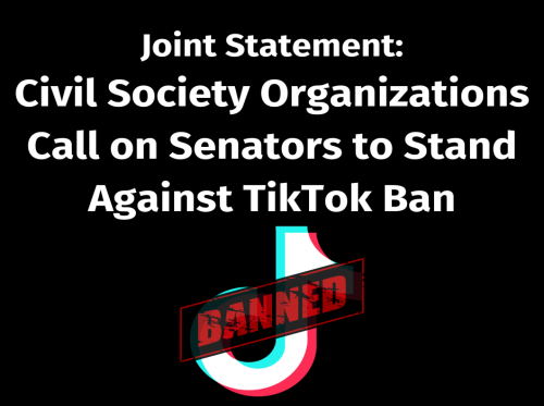 Civil Society Organizations Call on Senators to Stand Against TikTok Ban