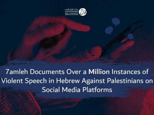 7amleh Documents Over a Million Instances of Violent Speech in Hebrew Against Palestinians on Social Media Platforms