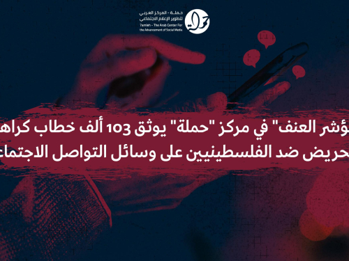 مؤشر العنف" في مركز "حملة" يوثق 103 ألف خطاب كراهية وتحريض ضد الفلسطينيين على وسائل التواصل الاجتماعي"